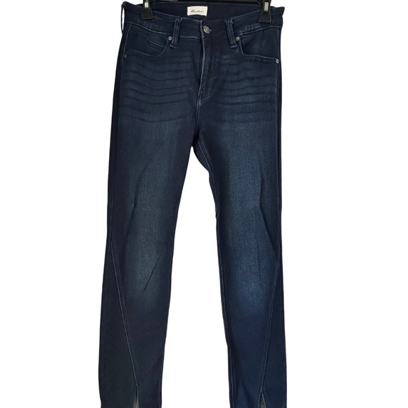 Dark Blue Stretchy Pants – Front Slit, Worn Once, Chic & Comfy - Picture 1 of 4